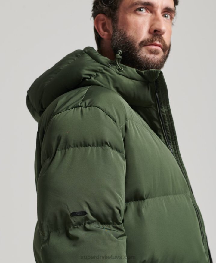 Superdry Extra Long Puffer Coat Green Men