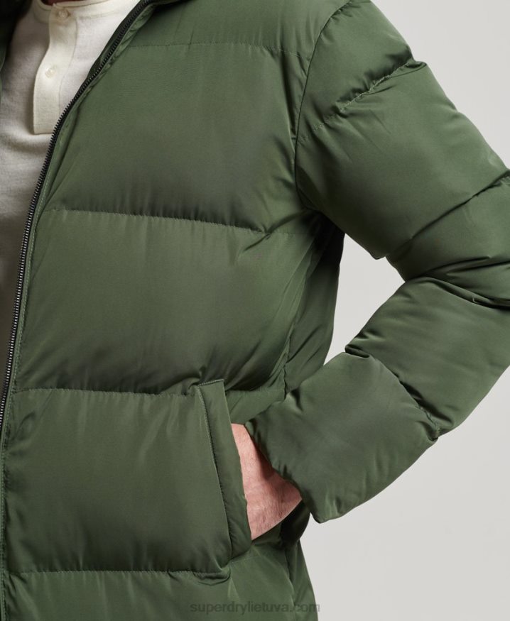 Superdry Extra Long Puffer Coat Green Men