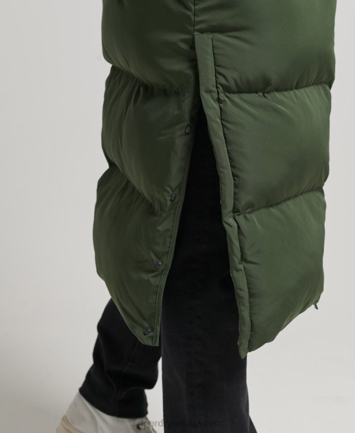 Superdry Extra Long Puffer Coat Green Men