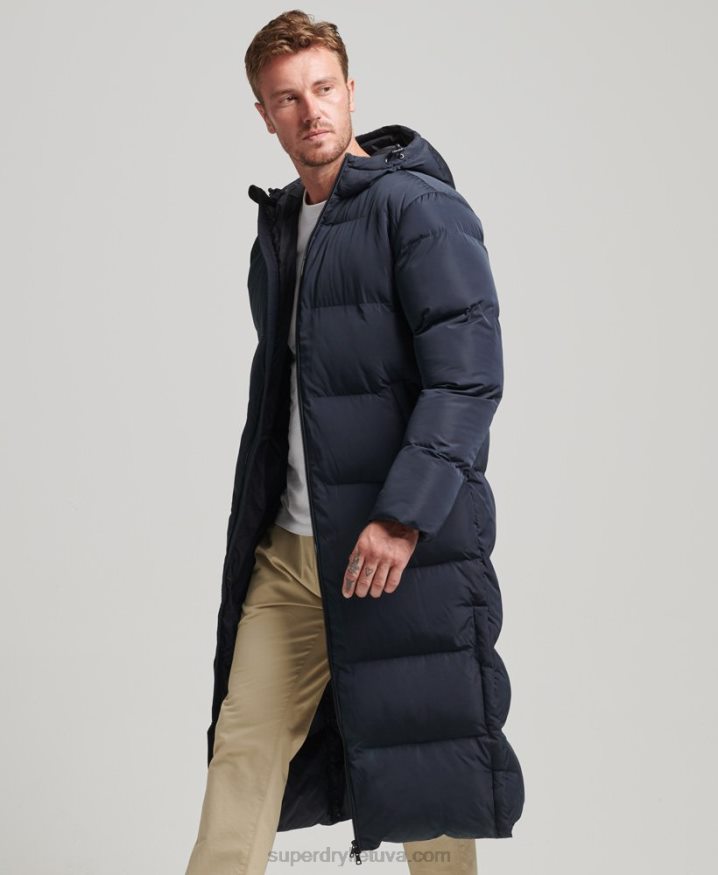 Superdry Extra Long Puffer Coat Navy Men