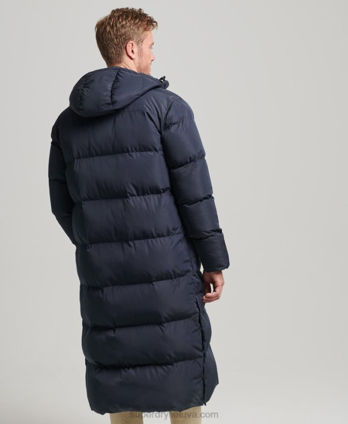 Superdry Extra Long Puffer Coat Navy Men