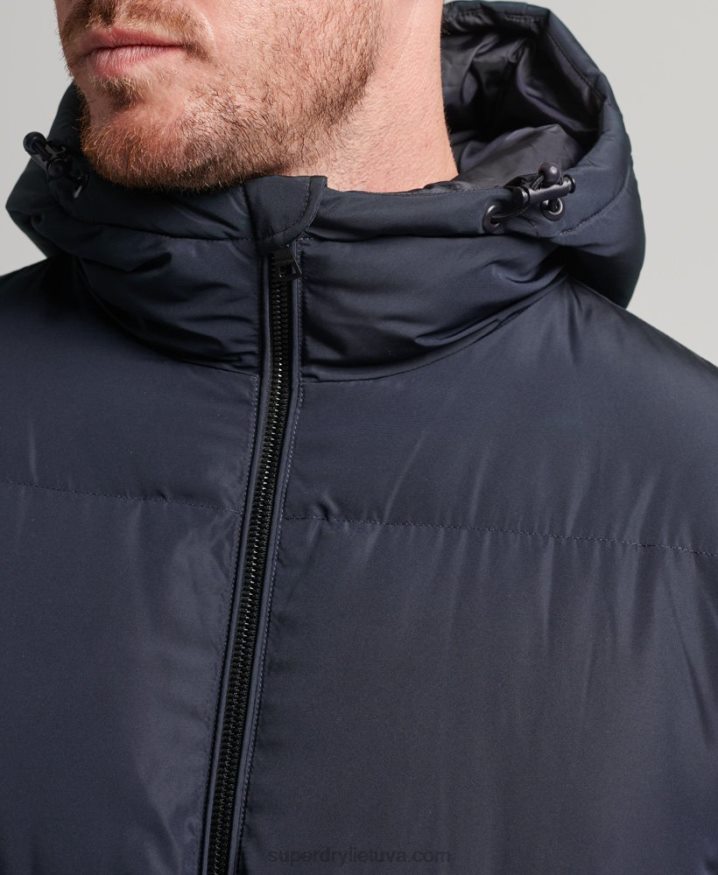 Superdry Extra Long Puffer Coat Navy Men