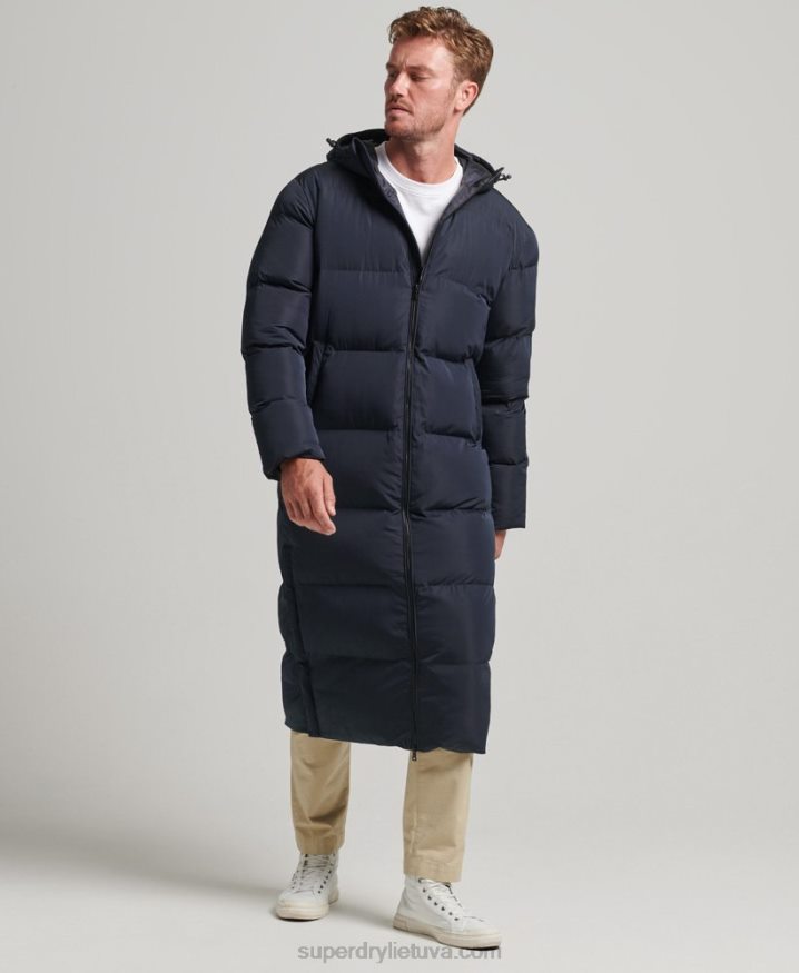 Superdry Extra Long Puffer Coat Navy Men