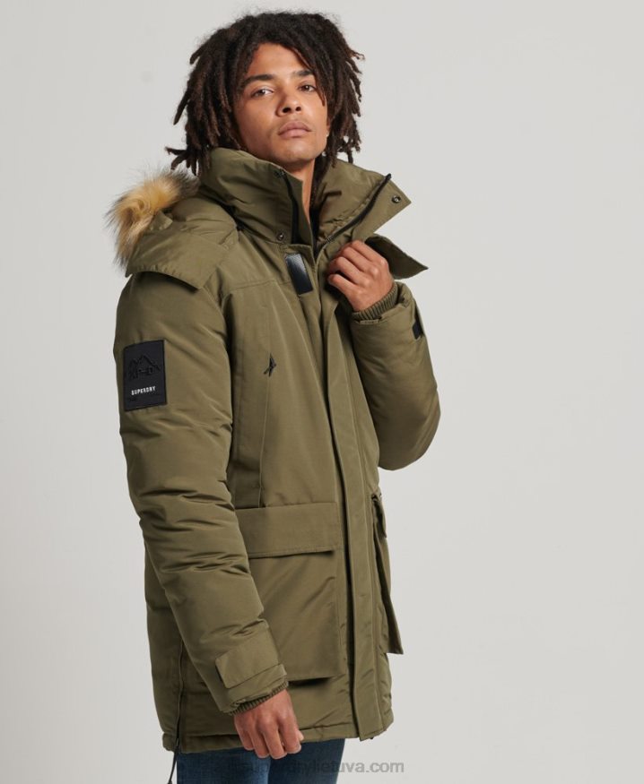 Superdry Faux Fur Hooded Everest Parka Jacket Khaki Men