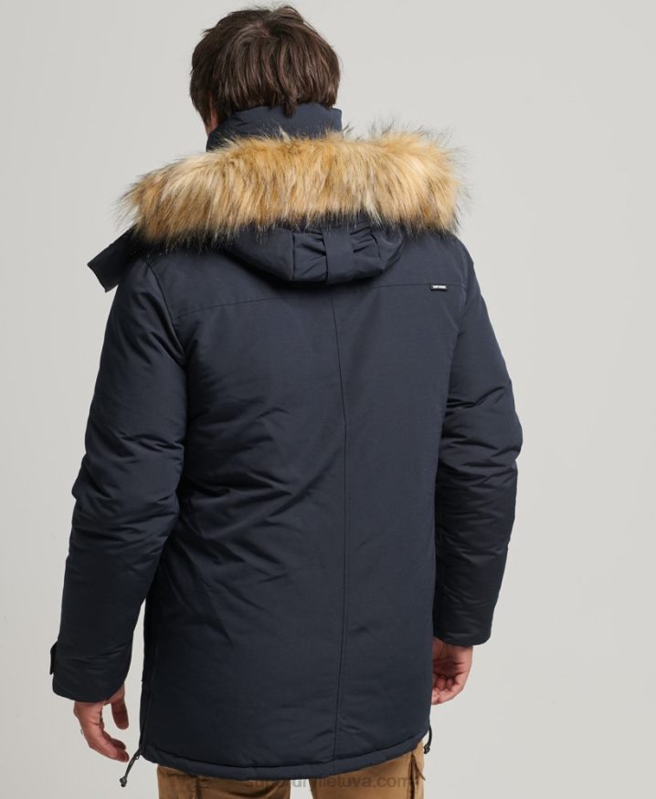 Superdry Faux Fur Hooded Everest Parka Jacket Navy Men