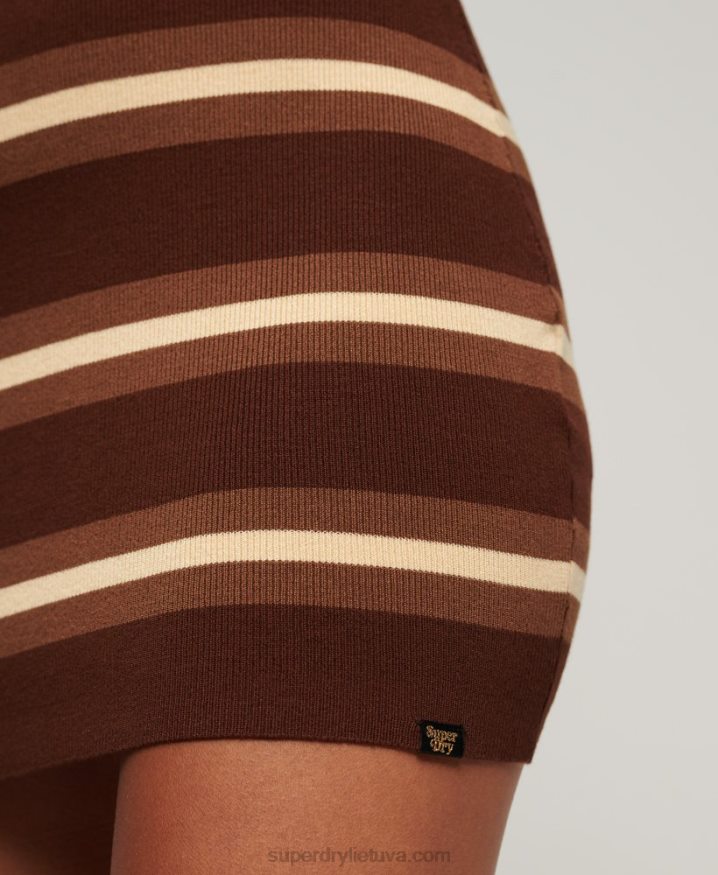 Superdry Fine Knit Tank Mini Dress Brown Women