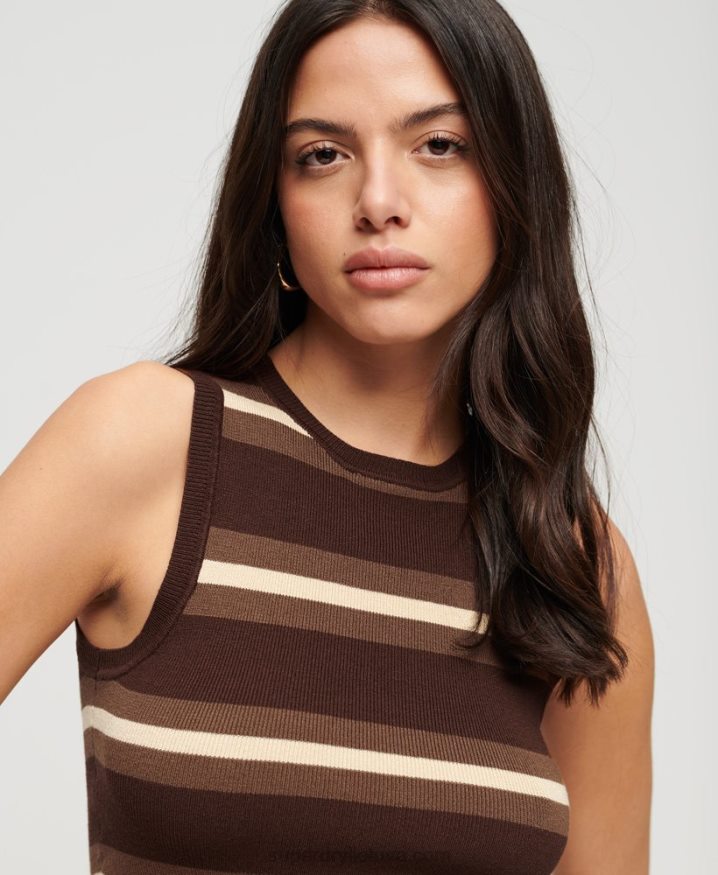 Superdry Fine Knit Tank Top Brown Women