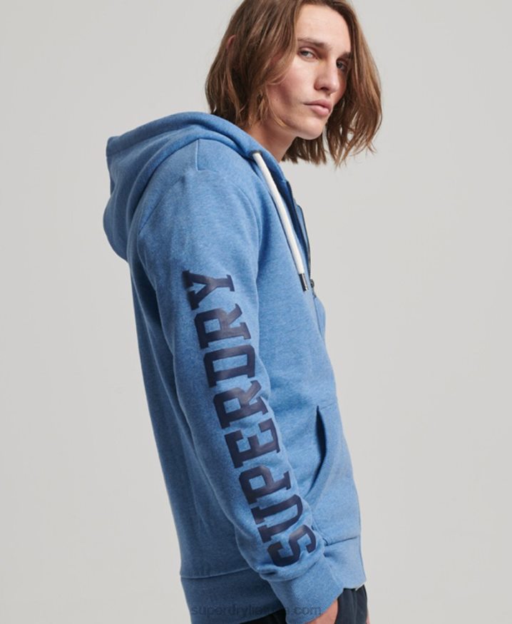 Superdry Gym Athletic Zip Hoodie Blue Men