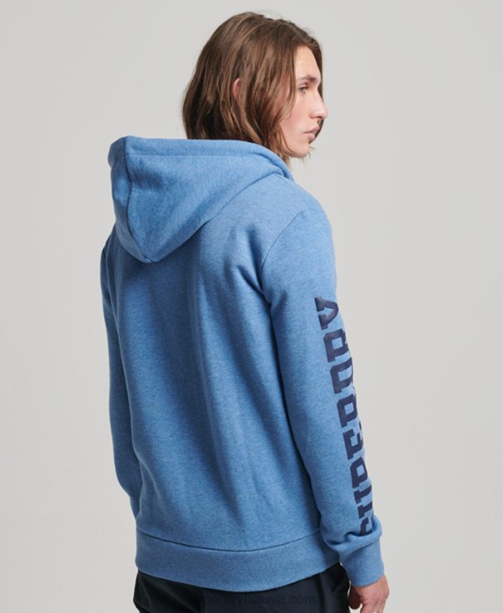 Superdry Gym Athletic Zip Hoodie Blue Men