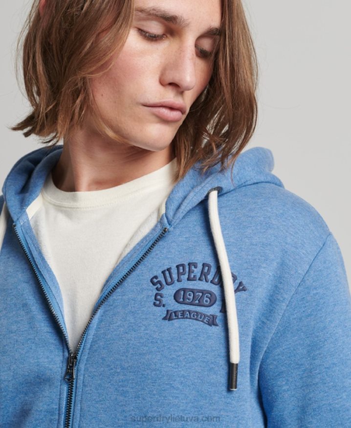 Superdry Gym Athletic Zip Hoodie Blue Men