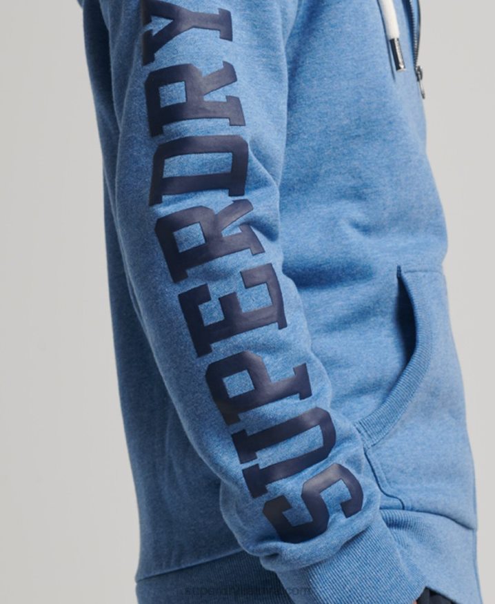 Superdry Gym Athletic Zip Hoodie Blue Men