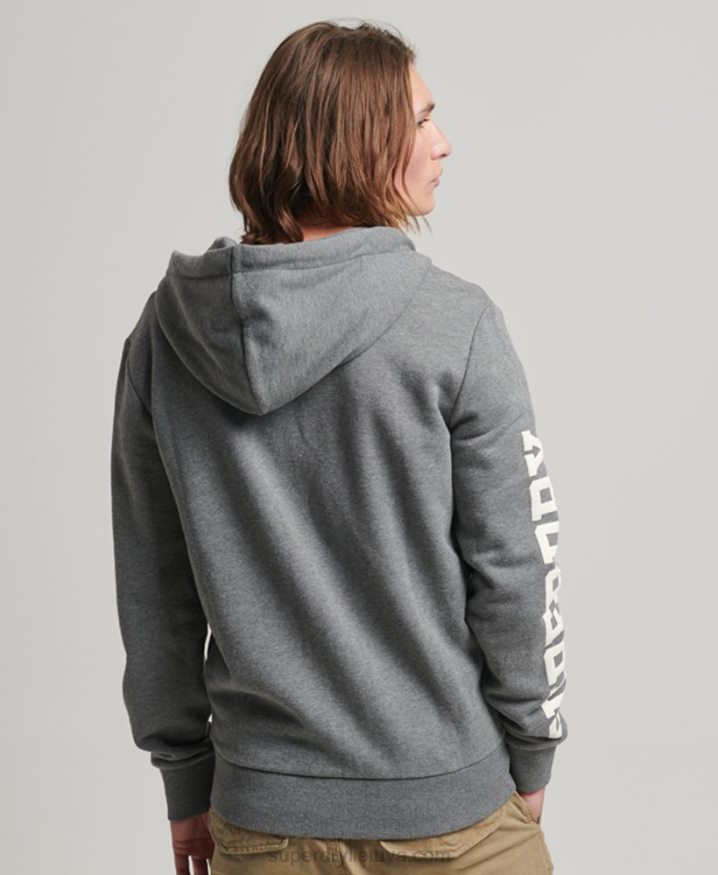 Superdry Gym Athletic Zip Hoodie Grey Men