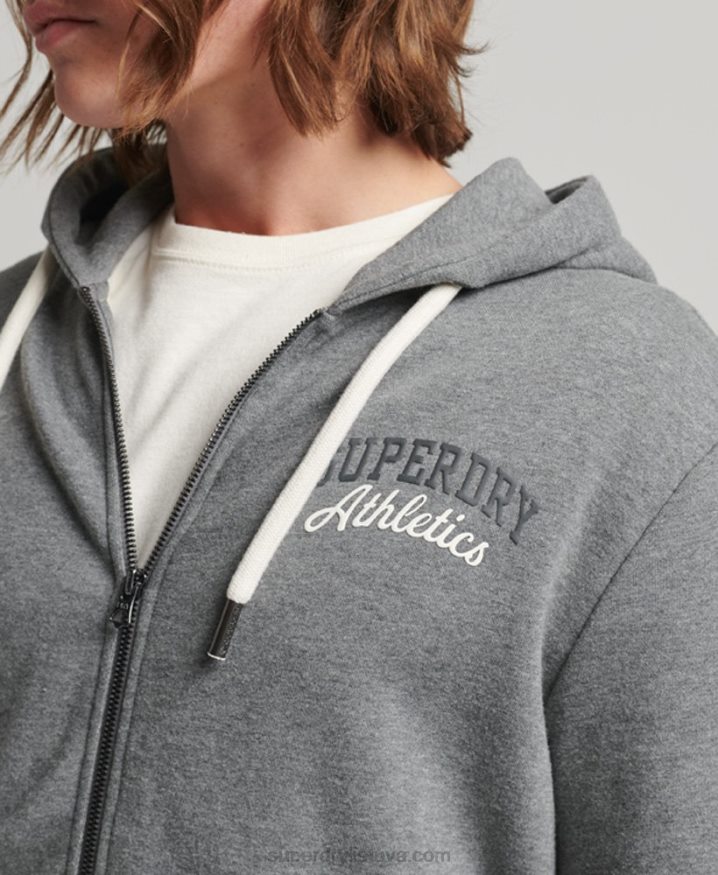 Superdry Gym Athletic Zip Hoodie Grey Men