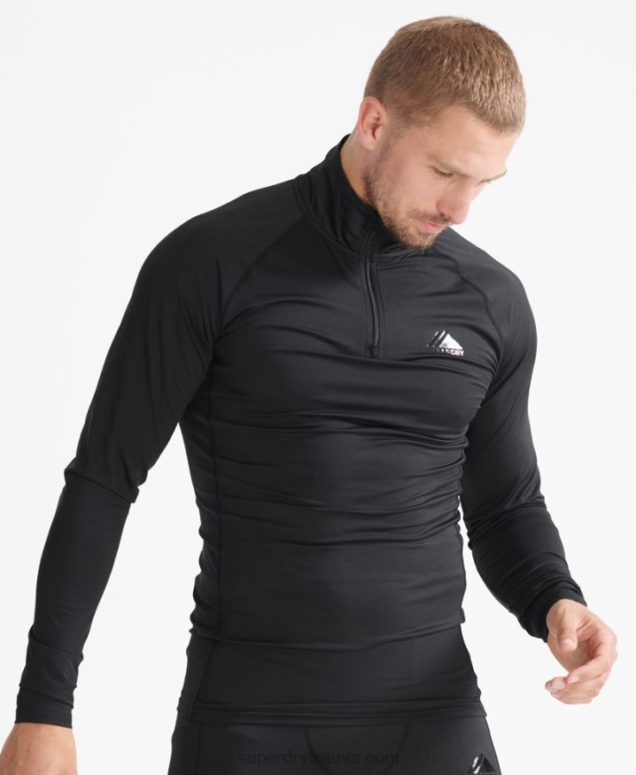 Superdry Half Zip Base Layer Black Men