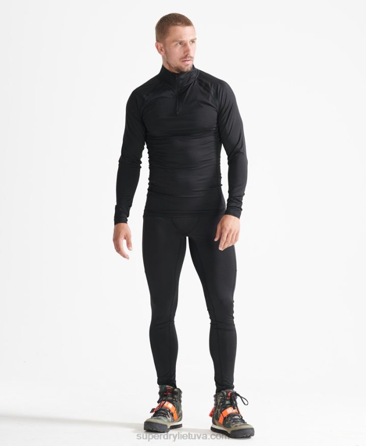 Superdry Half Zip Base Layer Black Men