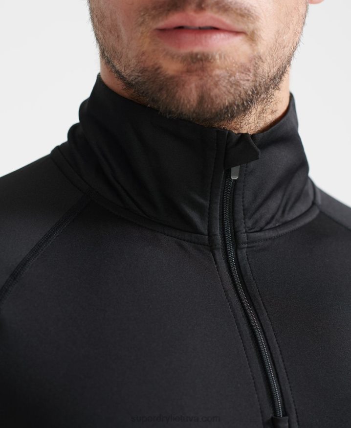 Superdry Half Zip Base Layer Black Men