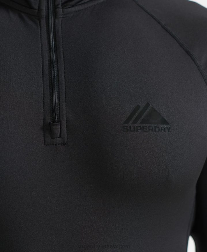 Superdry Half Zip Base Layer Black Men