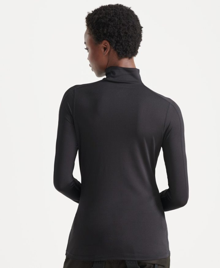 Superdry Half Zip Base Layer Top Black Women