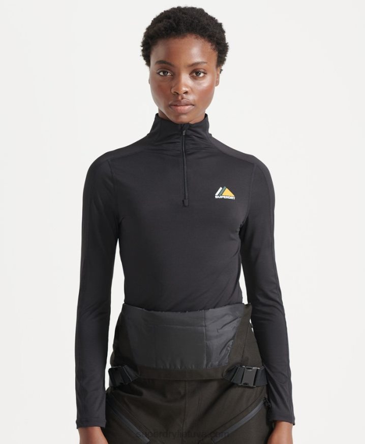 Superdry Half Zip Base Layer Top Black Women