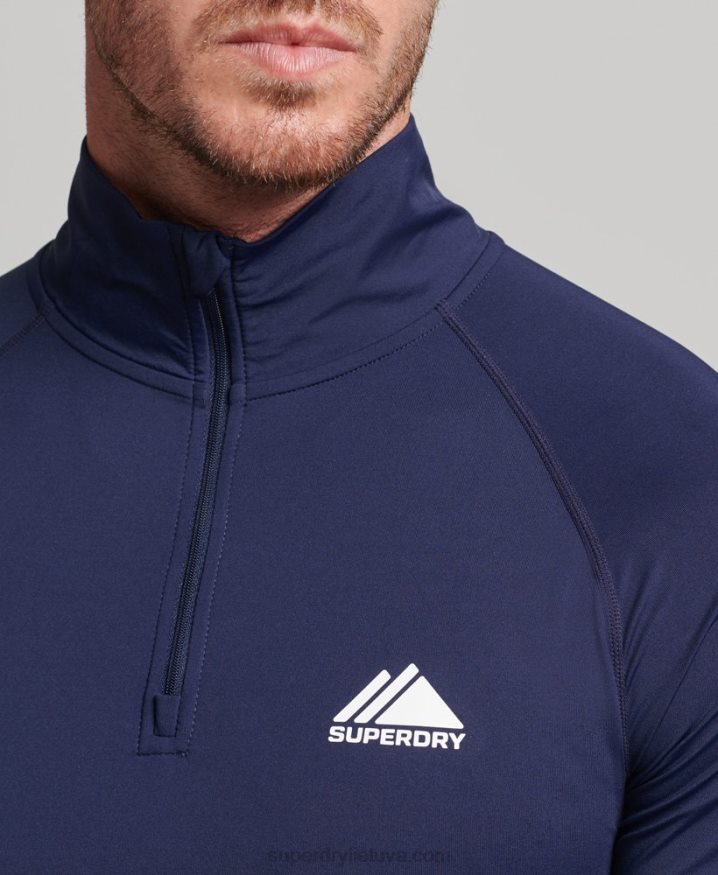 Superdry Half Zip Base Layer Top Navy Men