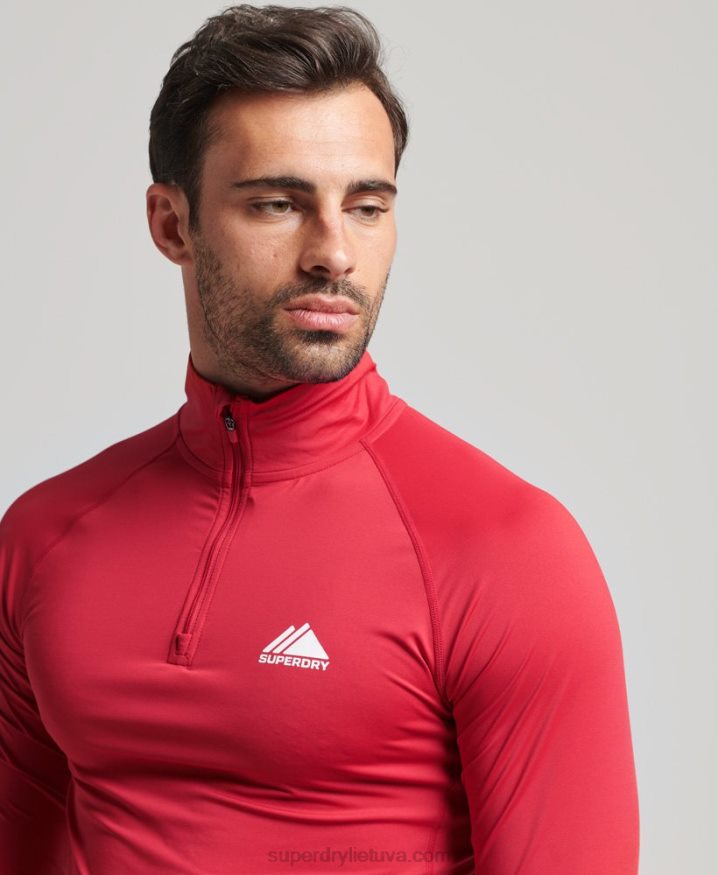 Superdry Half Zip Base Layer Top Red Men