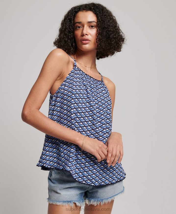 Superdry Halter Beach Cami Top Blue Women