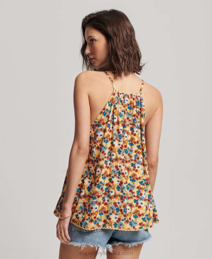 Superdry Halter Beach Cami Top Yellow Women