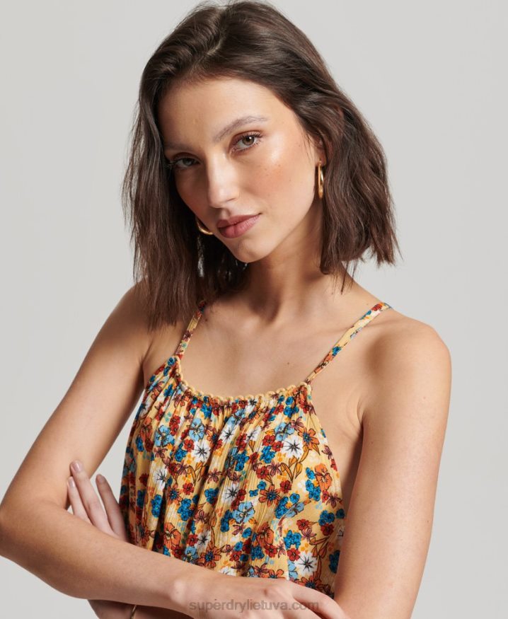 Superdry Halter Beach Cami Top Yellow Women