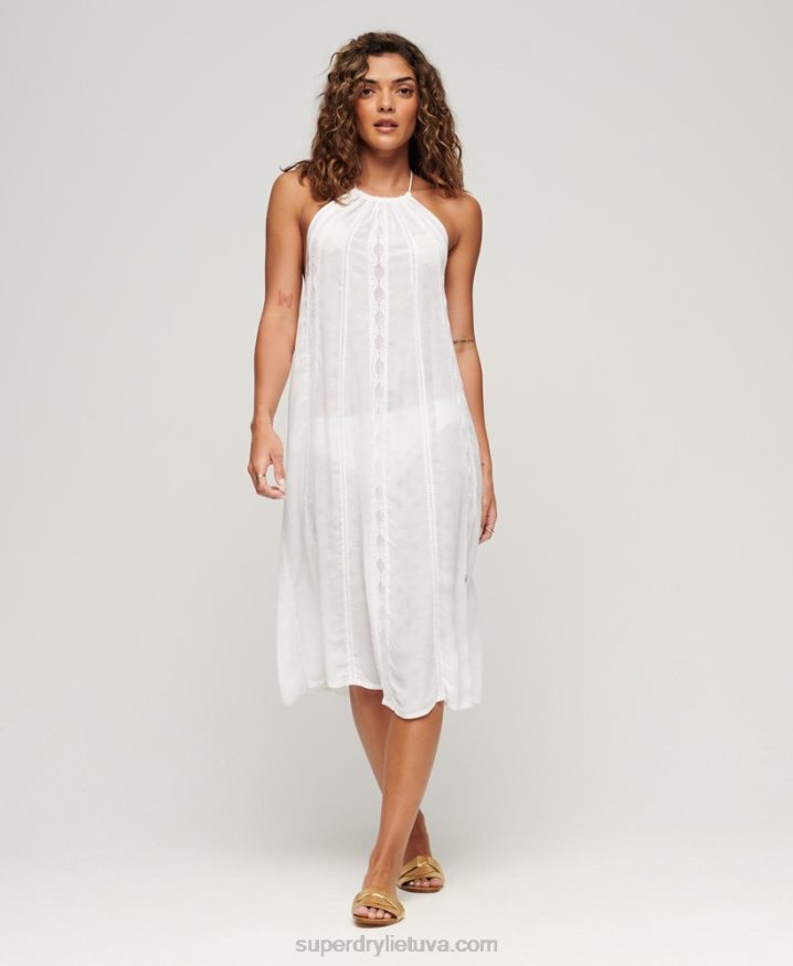 Superdry Halter Neck Midi Dress White Women