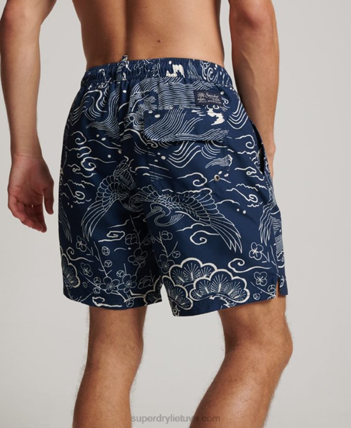 Superdry Hawaiian Recycled Swim Shorts Dark Blue Men