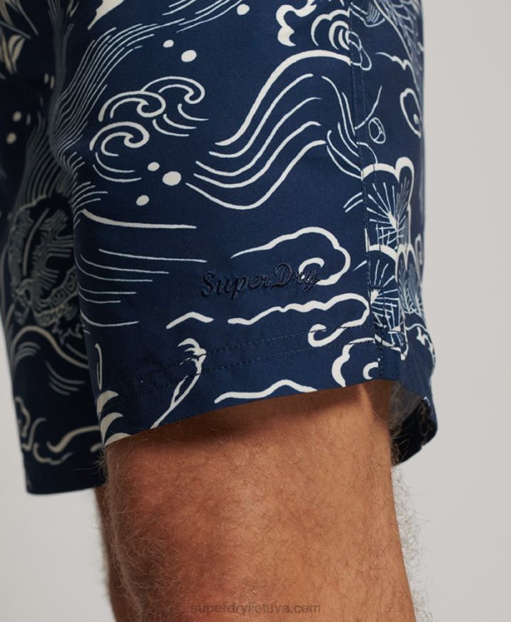 Superdry Hawaiian Recycled Swim Shorts Dark Blue Men