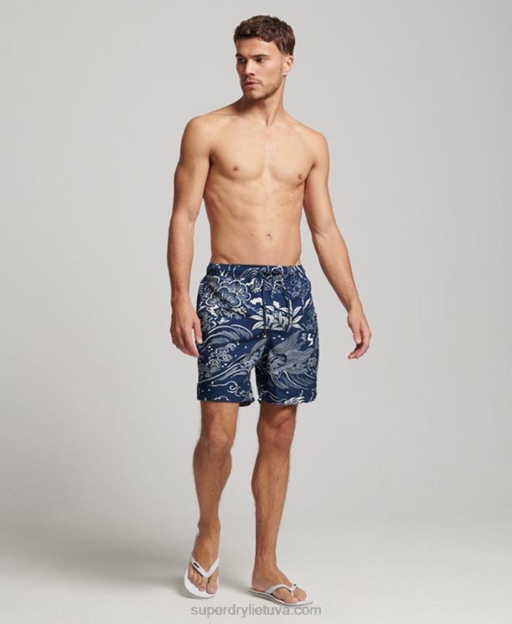 Superdry Hawaiian Recycled Swim Shorts Dark Blue Men