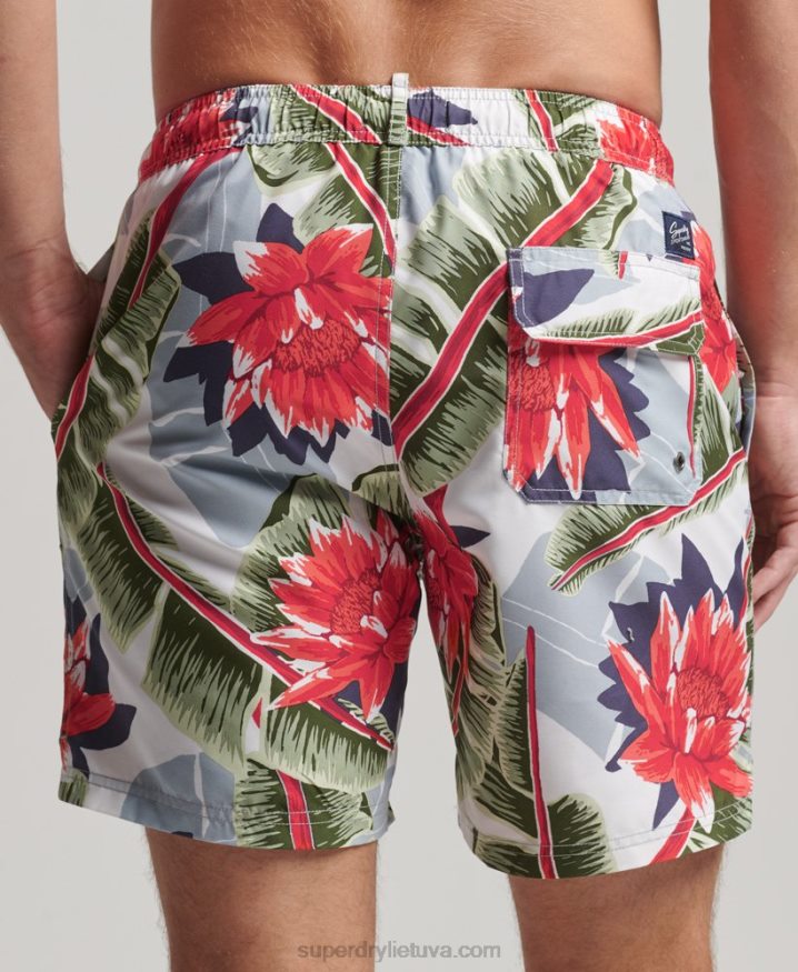 Superdry Hawaiian Recycled Swim Shorts White Men