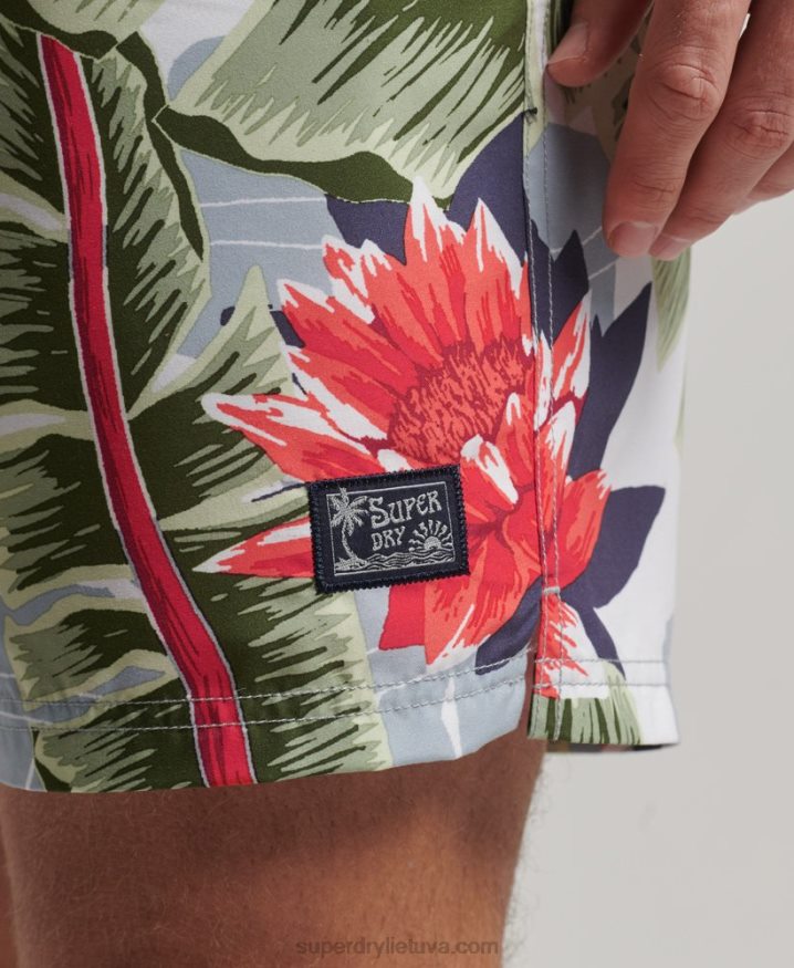 Superdry Hawaiian Recycled Swim Shorts White Men