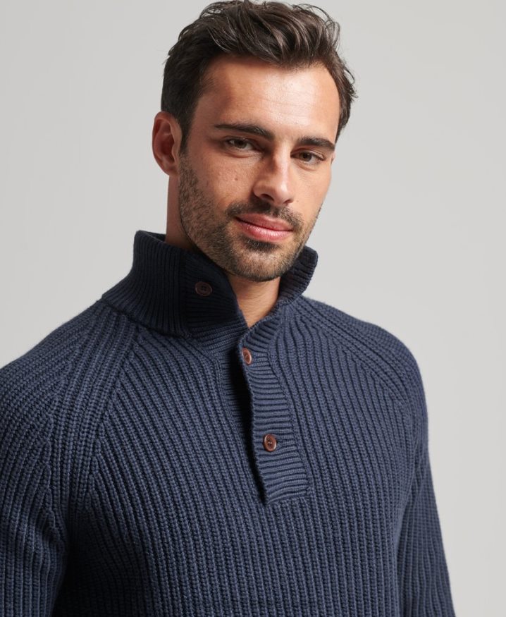 Superdry Henley Jumper Navy Men