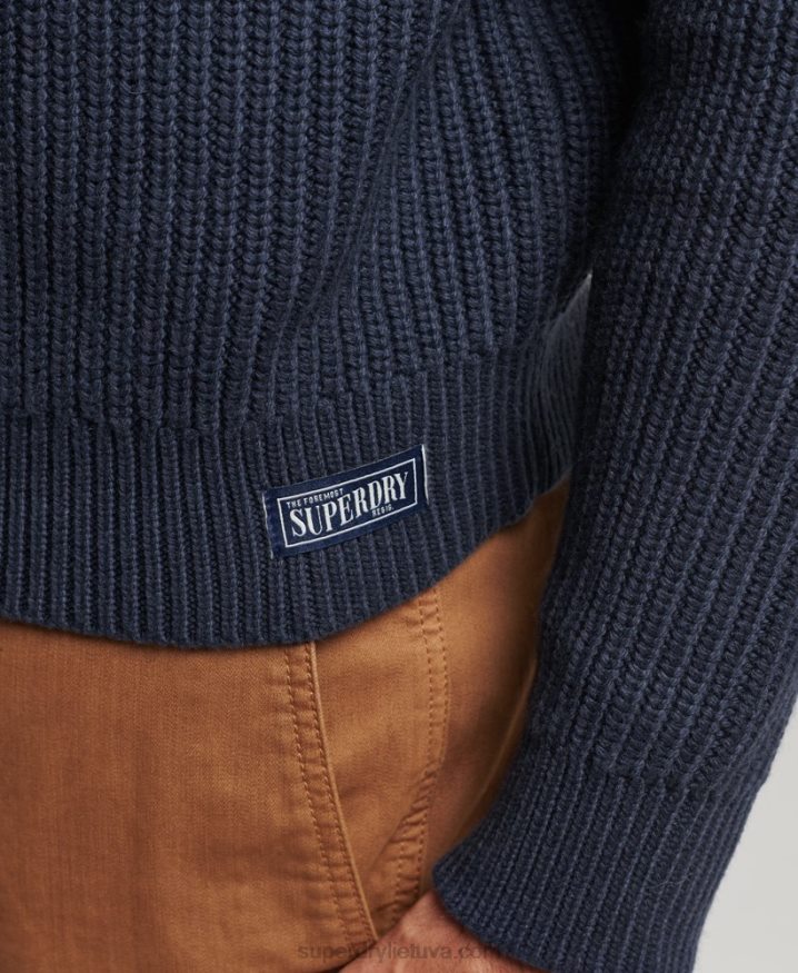 Superdry Henley Jumper Navy Men