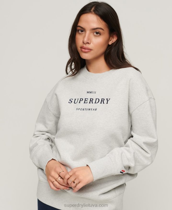 Superdry Heraldry Oversized Crew Sweatshirt Grey Women