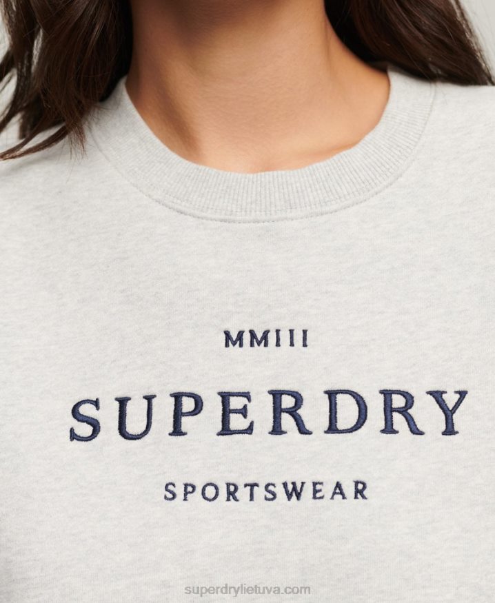 Superdry Heraldry Oversized Crew Sweatshirt Grey Women