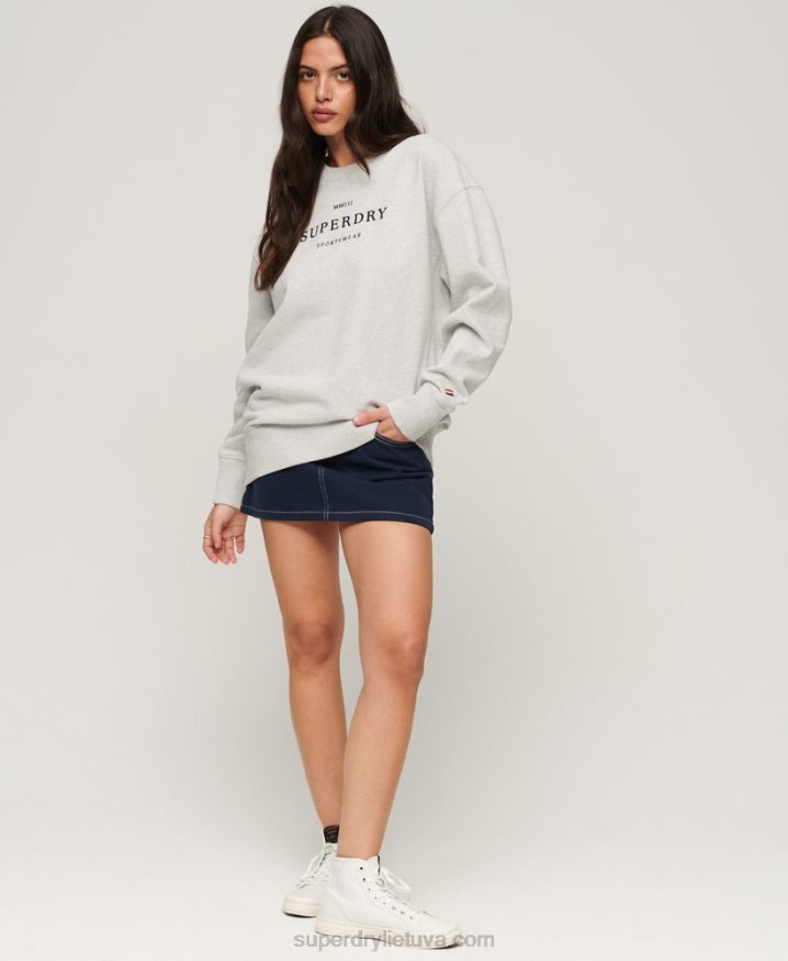 Superdry Heraldry Oversized Crew Sweatshirt Grey Women