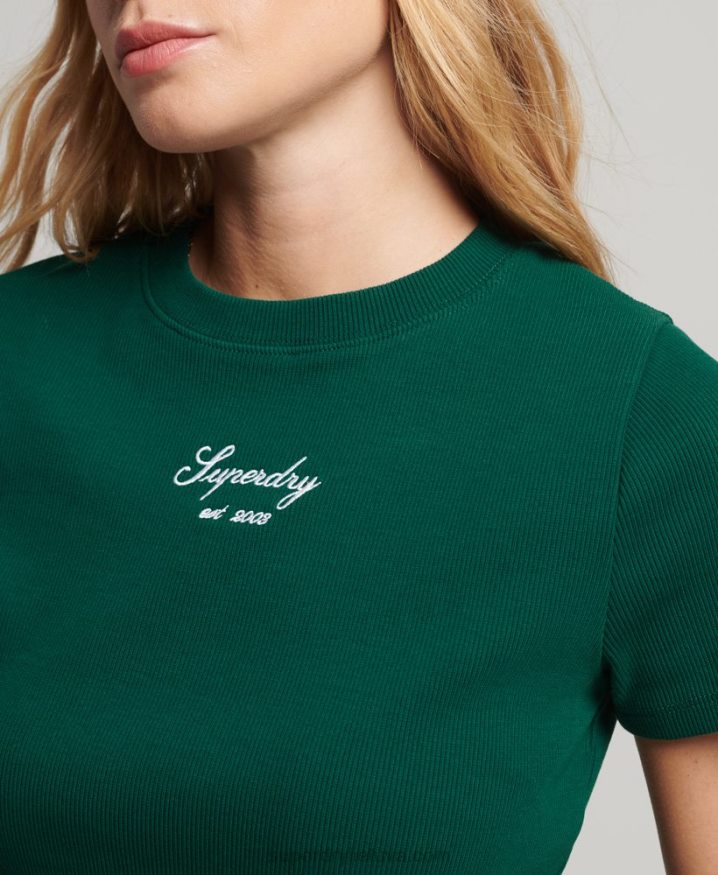 Superdry Heritage Logo Crop Fit Top Green Women