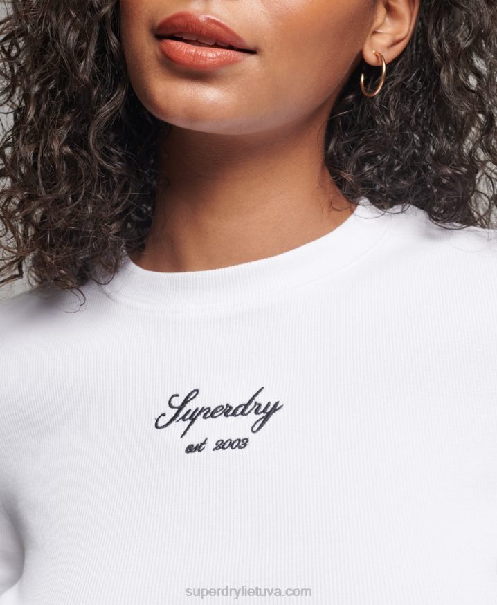 Superdry Heritage Logo Crop Fit Top White Women