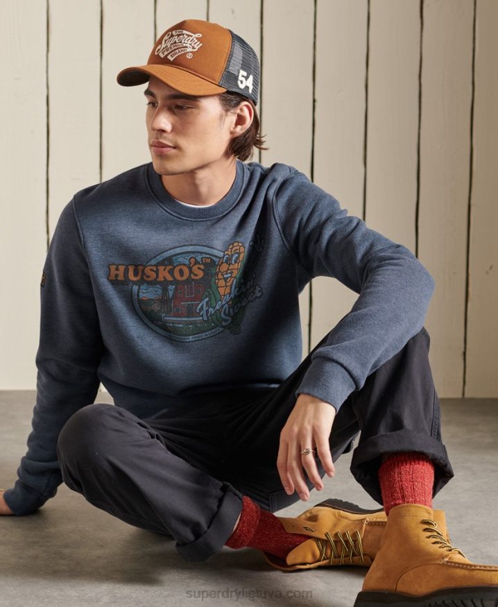 Superdry Heritage Mountain Crew Sweatshirt Navy Men