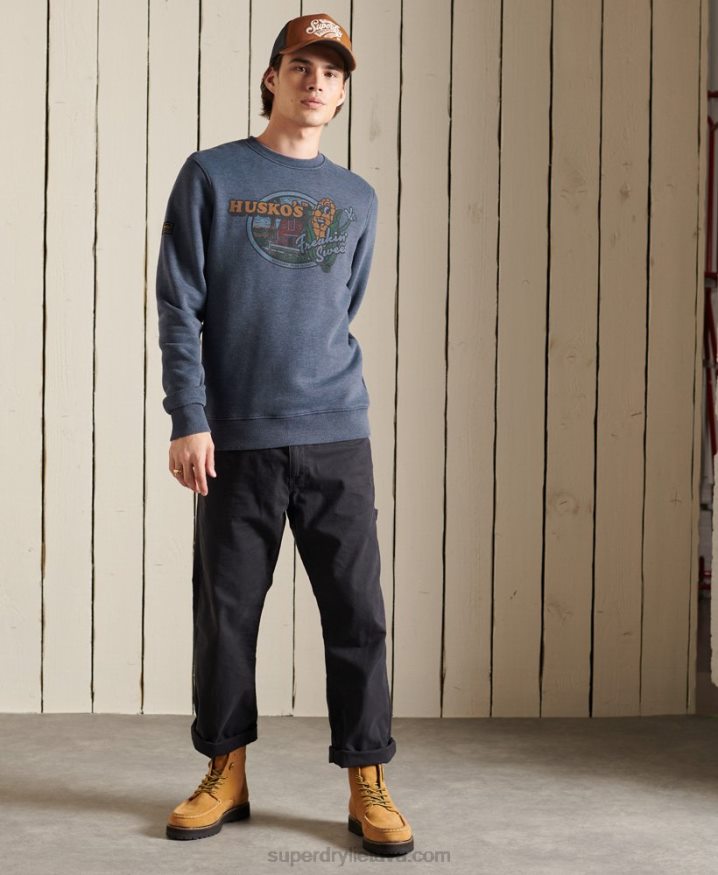 Superdry Heritage Mountain Crew Sweatshirt Navy Men