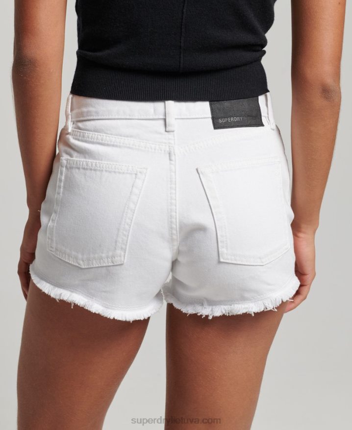 Superdry High Rise Denim Shorts White Women