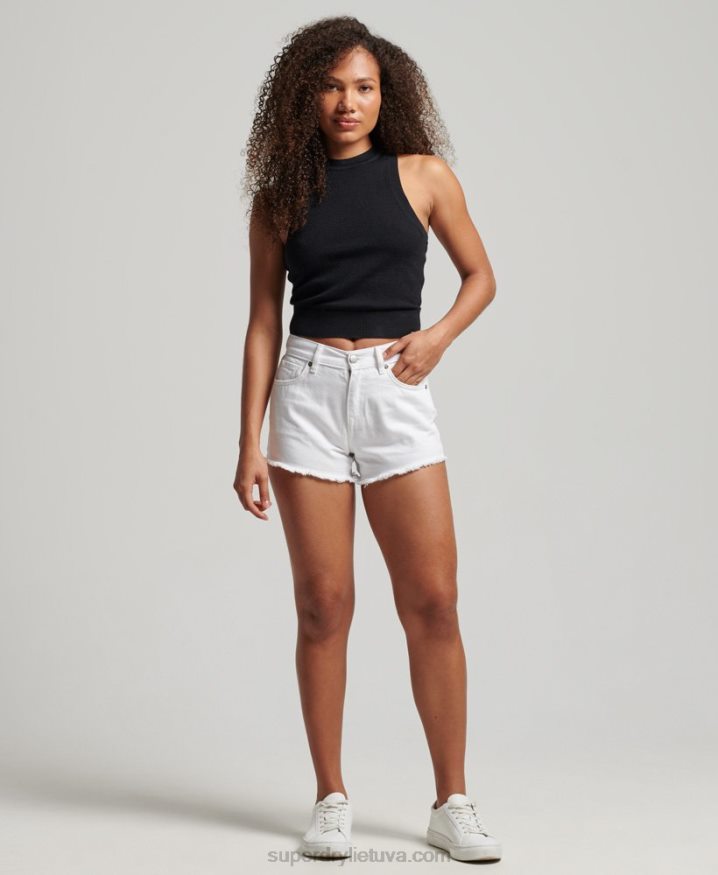 Superdry High Rise Denim Shorts White Women