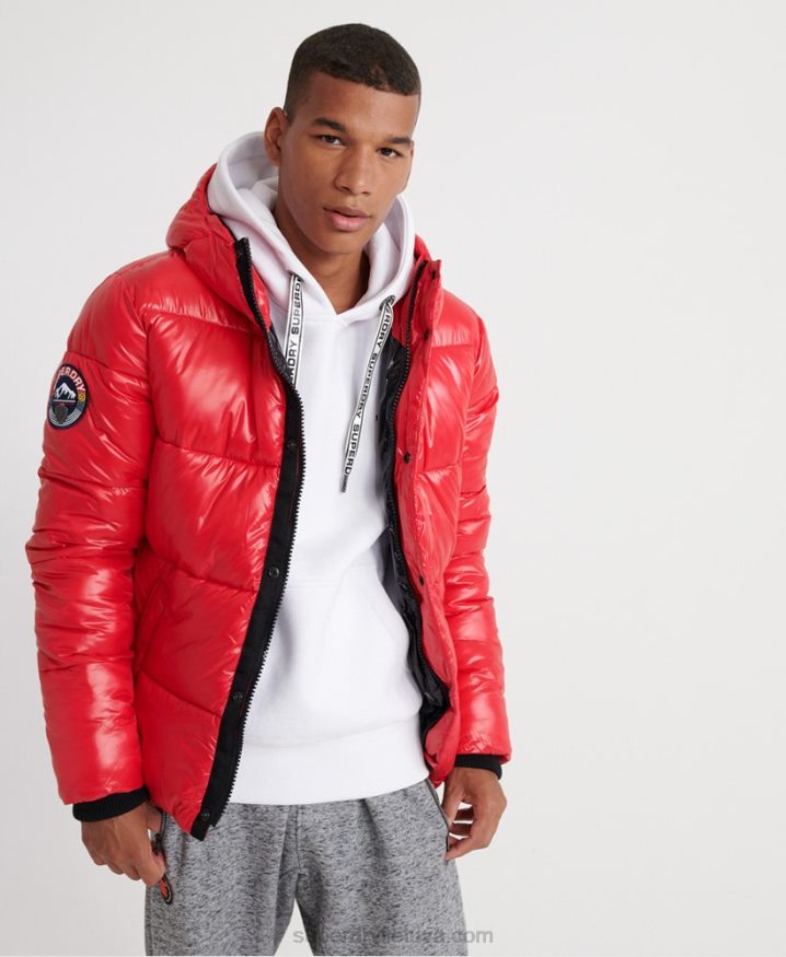 Superdry High Shine Bomber Jacket Red Men