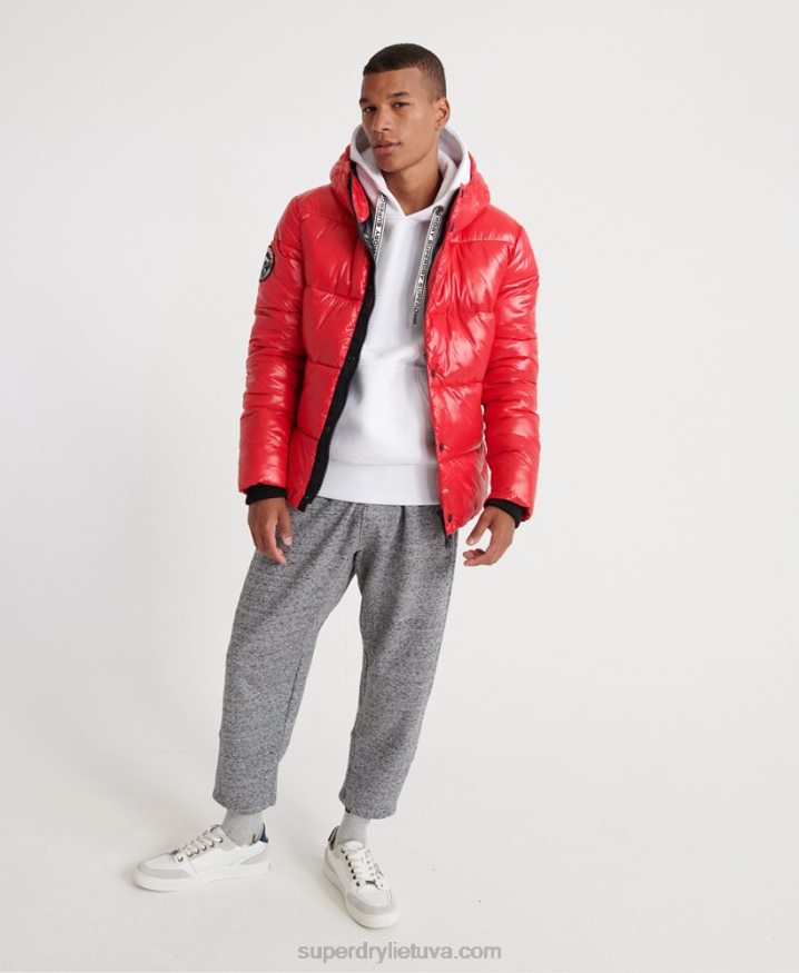 Superdry High Shine Bomber Jacket Red Men