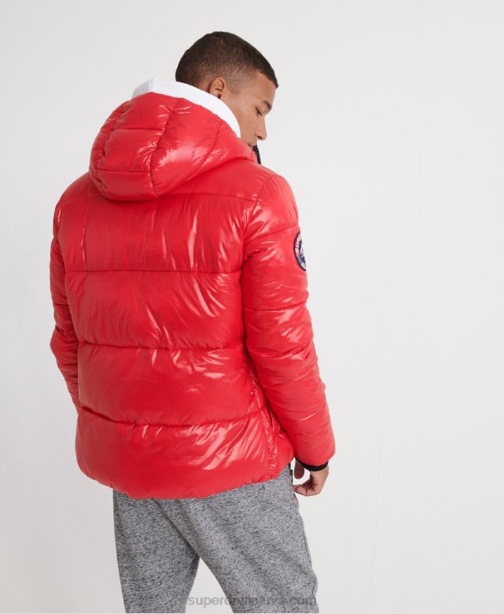 Superdry High Shine Bomber Jacket Red Men