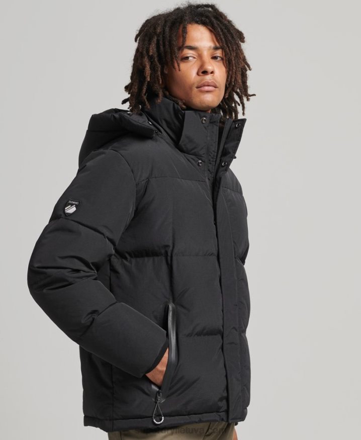 Superdry Hooded Box Quilt Puffer Jacket Black Men