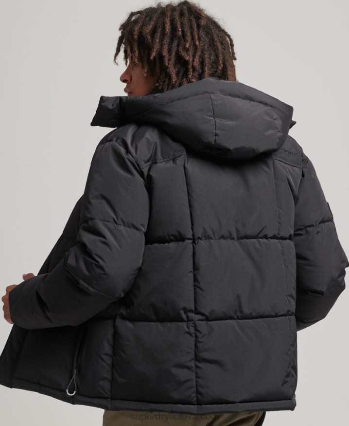 Superdry Hooded Box Quilt Puffer Jacket Black Men